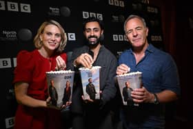 Robson Green, Liz White and Gurjeet Singh. (Photo: BBC)