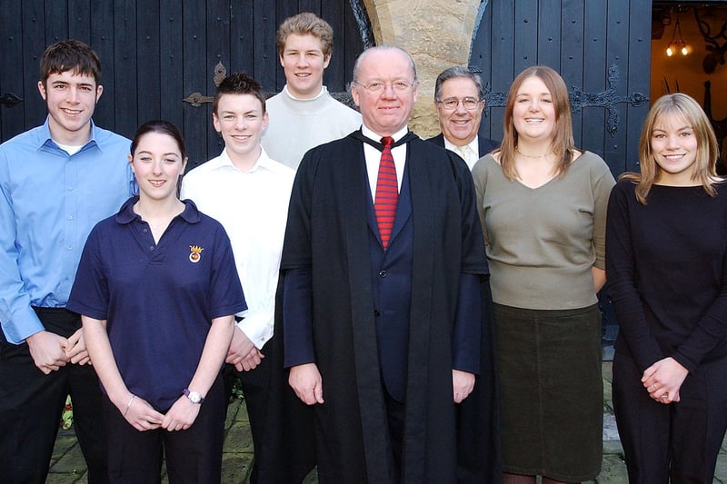 Duchess's High School Speech Day at Alnwick Castle Guest Hall, with retiring head Geoffrey Thompson and chair of governors Ian Walker in December 2003.