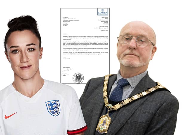 Alnwick Mayor Geoff Watson, right, has sent a letter of congratulations to Lucy Bronze.