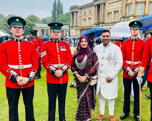 Oliul Khan and his wife Salema had a very memorable day at a garden party at Buckingham Palace.