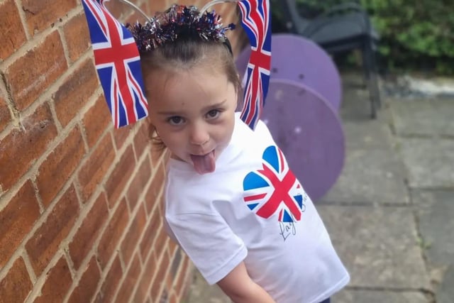 Layla-Sue, age 6, in her Jubilee outfit.