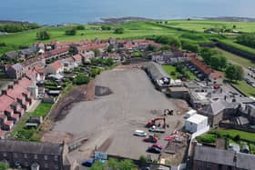 An aerial image of the initial works to get the site ready for work to install the foundations to begin.