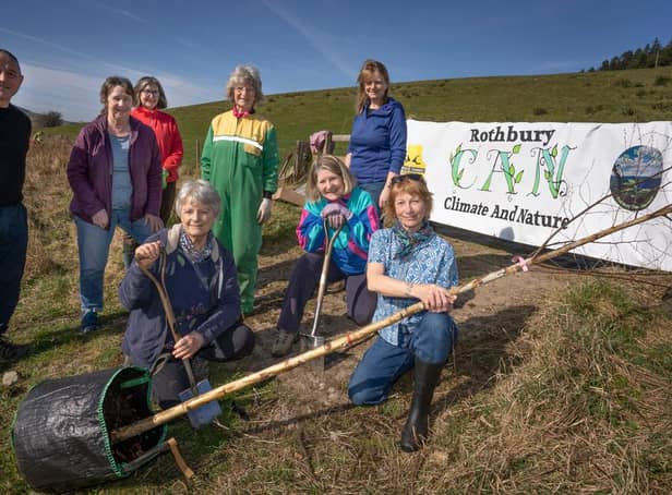 Rothbury Tree Wardens. Left to Right (back), Chris Hicks, Elidh Gardiner, Jane Cheadle, Joan Pattison and Jo Wilkes. Left to right (front), Jen Homer, Hazel Meyer and Katie Scott.