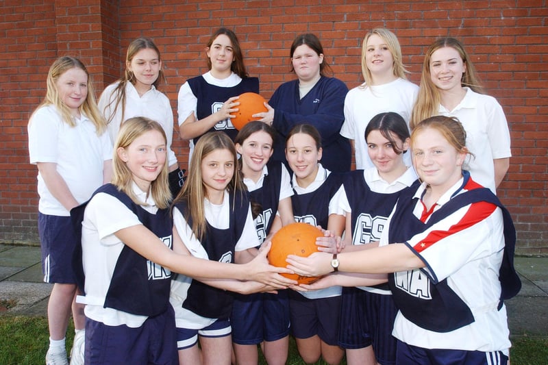 The netball squad at Coquet High School, Amble, in November 2003.