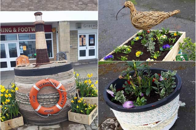 Planters produced by the Seahouses Volunteer Group.