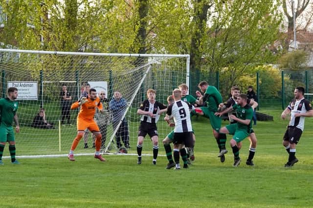 Action from Alnwick Town's 5-0 win against Winlaton Community. Picture: Alnwick Town FC