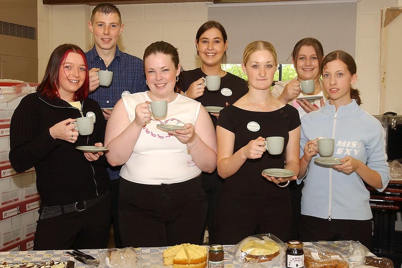 Coquet High School in Amble taking part in the World's Biggest Coffee Morning for the Macmillan Cancer Relief in September 2004, with the Sixth Form students helping out.