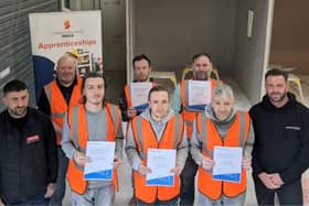 The first graduates from Northumberland Skills' new fast track plastering course have recieved their certificates. (Photo by Northumberland County Council)