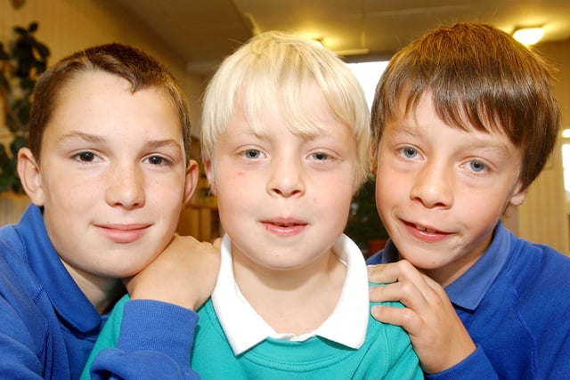 Runners and cousins Cameron Harrison, Edward Harrison and James Hunter who took part in the fell race at Ingram Show. Pictured at Glendale Middle School in September 2004.