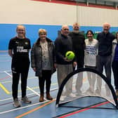A HospiceCare North Northumberland Dementia Walking Football session in Berwick in March 2020.