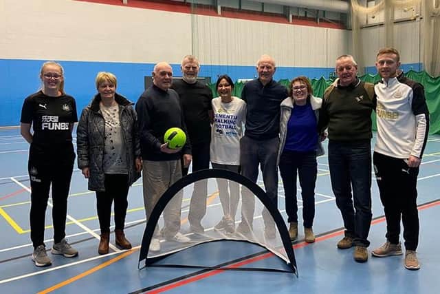 A HospiceCare North Northumberland Dementia Walking Football session in Berwick in March 2020.