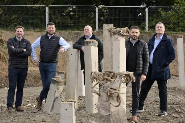 The Ida Homes team on site at King Edward’s Place in Morpeth. From left, directors Charlie Maling-Dunn and Tom Bell, construction manager Ross Stoddart, commercial manager Joe Wrangham and director Jerry Ellis.