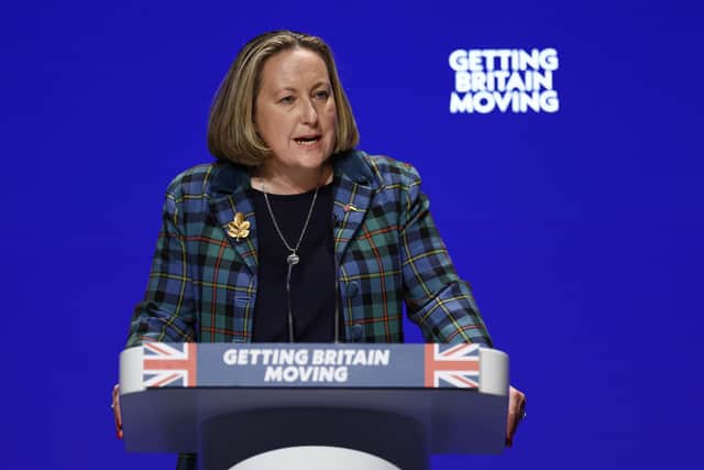 Anne-Marie Trevelyan, Secretary of State for Transport, addresses the Conservative Party conference. (Photo by Jeff J Mitchell/Getty Images)