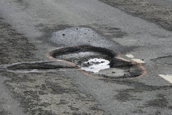 Pothole on the B1340 Denwick to Longhoughton road. Picture by Jane Coltman
