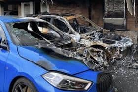 Two cars were burnt out in the incident.