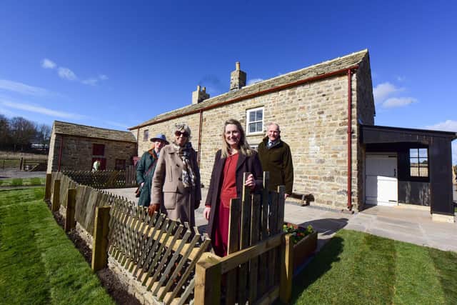Spain's Field Farm. l-r Sally Dixon Asst.Director Partnership and Communications, Beamish Museum, Yvonne Forster whose mum lived at the farm, Rhiannon Hiles Beamish Chief Executive and David Gray Chairman of the Tom Cowie Memorial Trust.