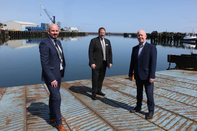Mark Davies, assistant vice principal post 16, Bede Academy. Andrew Thelwell, principal, Bede Academy. Martin Lawlor, chief executive, Port of Blyth.