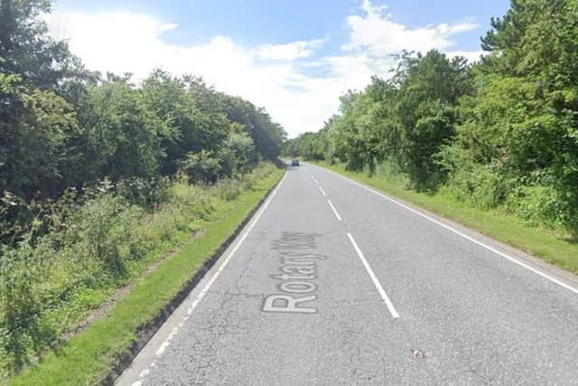 The site is bounded to the north by the A698, Rotary Way. Picture from Google.