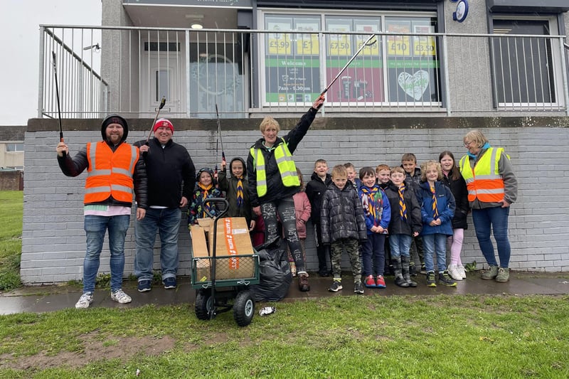 The 2nd Berwick Beavers (Spittal) and their families took part in a litter pick for the Upper Spittal (Berwick) Big Help Out.