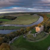 Aerial view of the Scottish Border with Norham Castle standing guard. Picture: Jim Gibson
