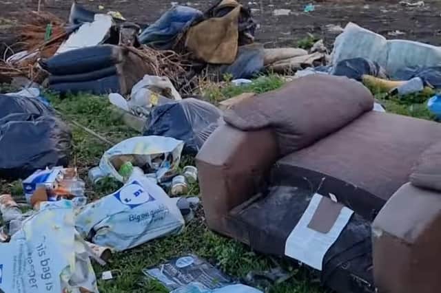 Some of the fly-tipping on a plot of land behind Victoria Terrace, Bedlington.
