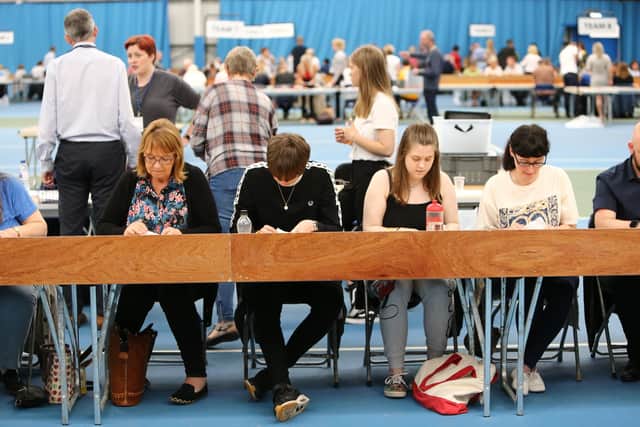 Counting under way at the last Police and Crime Commissioner election in July 2019