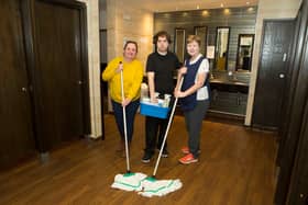From left, cleaners Louise Lockyer, Connor Ritchie and Elisabeth Allwood.