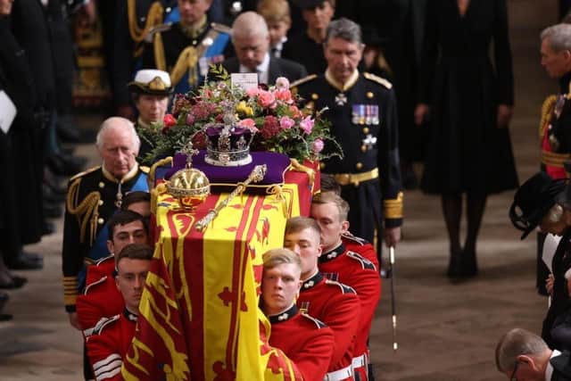 David Sanderson, front right, was one of the pallbearers who carried Queen Elizabeth II's coffin at her funeral. Picture by Ian Vogler (Getty Images).