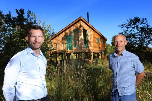 Jonathan Armitage of the North East Small Loan Fund with Dave Harris-Jones  of Laverock Law Cottages and Glamping.