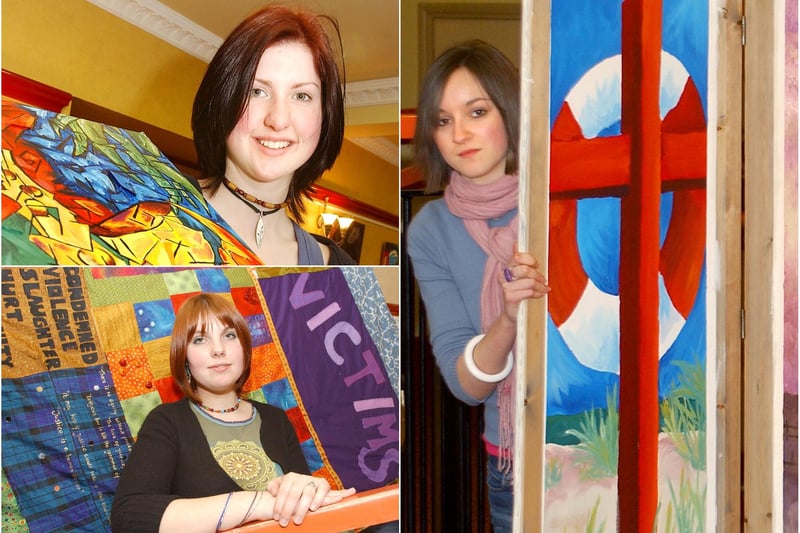 Art exhibition at Alnwick Playhouse in March 2004 by Sixth Form pupils at Duchess's High School, including Elizabeth Armstrong, Polly Ord and Rebecca Lewis-Knight.