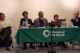Chair, Mike Powell, FoE (centre) flanked by, left to right, Anne-Marie Trevelyan, Tom Hancock, Trish Williams and Tom Stewart, pictured at the 2019 General Election FoE hustings.
