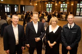 (Left to right) John McCabe, chief executive of the North East England Chamber of Commerce; Peter Snaith, partner, Womble Bond Dickinson; Lesley Moody, president of the North East England Chamber of Commerce; and Liam Wilson, project assembly manager at Britishvolt.