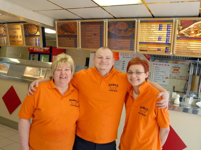 Staff at Pappa's Chippy back in 2010