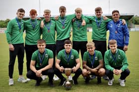 Blyth Spartans under-19s with the trophy and their winners medals. Picture: Blyth Spartans