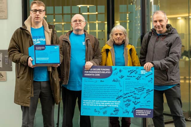 John Bewley, furthest to the right, and other campaigners with postcards for the ‘Nobody Really Knows Us’ initiative.