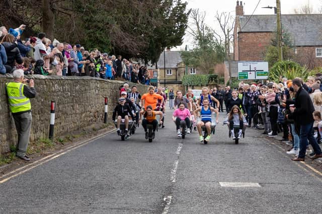 One of the races at this year’s Ponteland Wheelbarrow Race event. Picture by Colin Morgan – leisurepics.co.uk