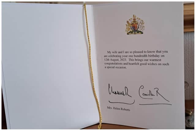 Helen may be the first person in Alnwick to receive a congratulatory message from the King and Queen consort.