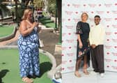 Julie Clark before her weight loss and after with Nicola Adams.