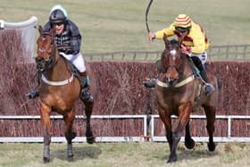 Mr Pepperpot (right) on his way to beating Alone No More it what emerged a two-horse race for the Owner-Trainer Conditions race at Ratcheugh.
