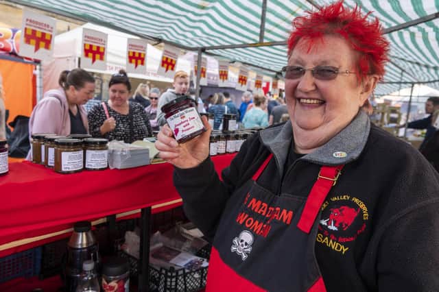 Sandy Higson, the Mad Jam Woman at Alnwick Food Festival. Picture by Jane Coltman.