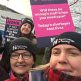 Nurses on a picket line yesterday.