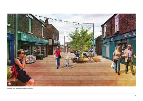 An artist's impression of what Church Street in Blyth will eventually look like.