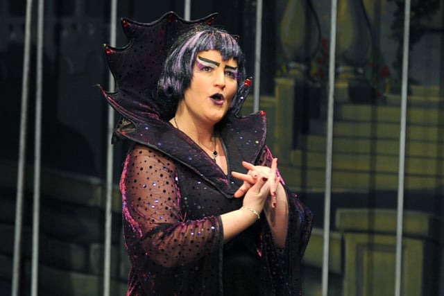 Evil Queen Avarice (Diane Renner) plotting during the Spittal Variety Group production of Snow White.