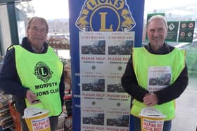 Morpeth Lions Eddie Mulqueen, left, and Geoff Bushell collecting at Morrisons.