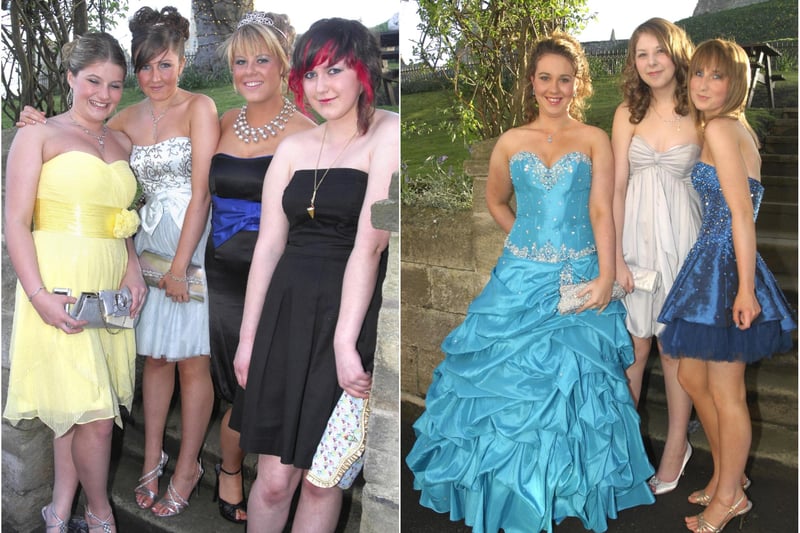 Two pictures of some of the lasses from Coquet High School in Amble at their 2009 prom.
