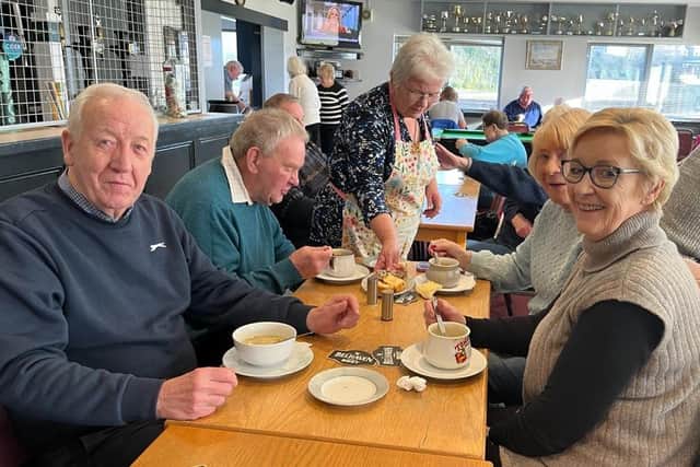 The event to mark the kitchen refurbishment at Tweedmouth Bowling Club was called ‘Soup Bowls Thank You’.
