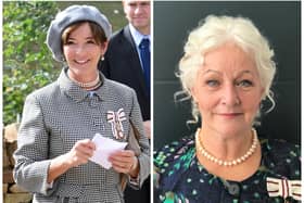 The Duchess of Northumberland, left, and her successor as Lord Lieutenant, Dr Caroline Pryer.
