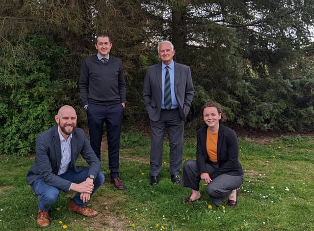 From left, Nick Johnson, Climate Change Project Manager, Matthew Baker, Director for Improvement and Innovation, Council Leader Glen Sanderson and Hazel Scurr, Climate Change Assistant Project Manager.