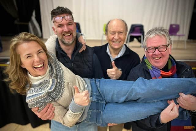 From left, Christina Trevanion, Charles Hanson, Charlie Ross, and Philip Serrell get excited about their autumn tour. (Photo by Antiques and a Little Bit of Nonsense)