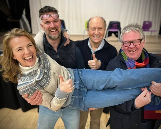 From left, Christina Trevanion, Charles Hanson, Charlie Ross, and Philip Serrell get excited about their autumn tour. (Photo by Antiques and a Little Bit of Nonsense)